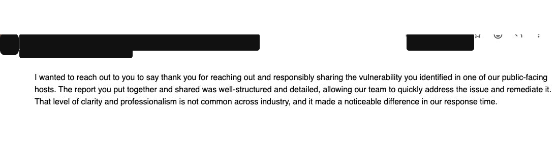 Reply from a Vulnerability Management Manager