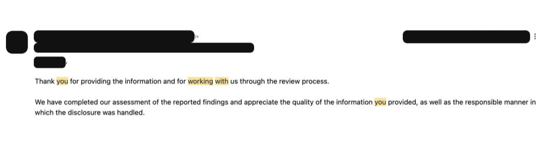 Reply from a Information security team at a digital-health company