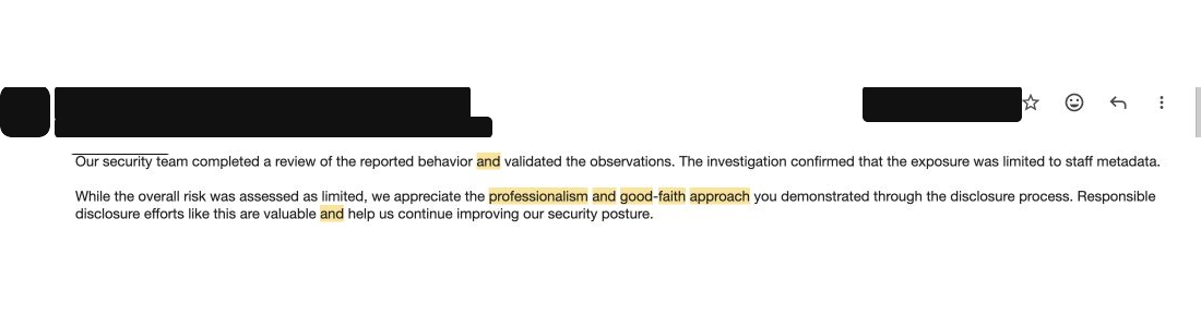 Reply from a Security leader at an automotive tech company